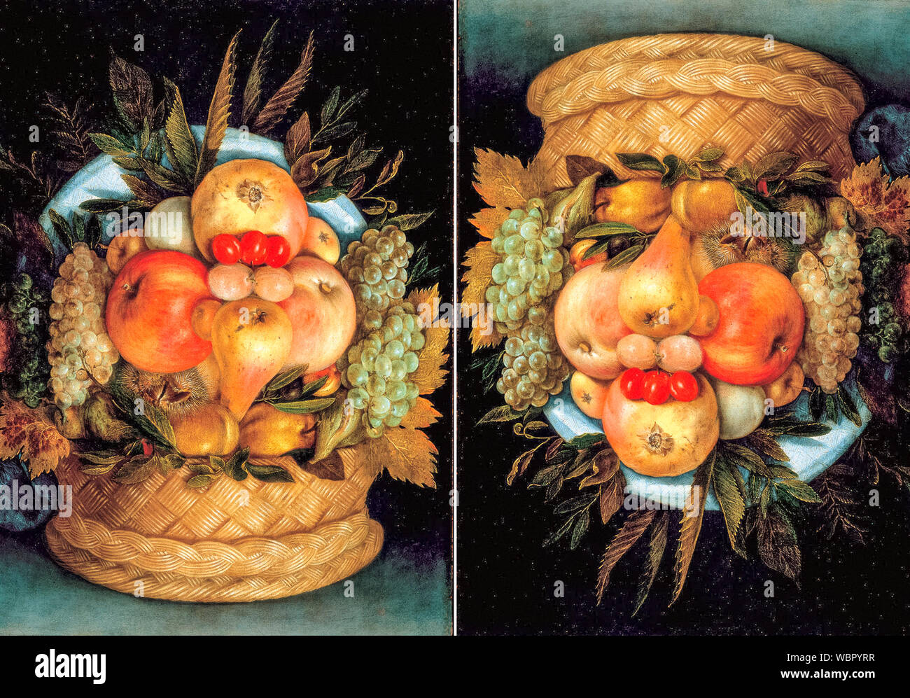 Giuseppe Arcimboldo, peinture, panier de fruits, réversible (tête), vers 1590 Banque D'Images
