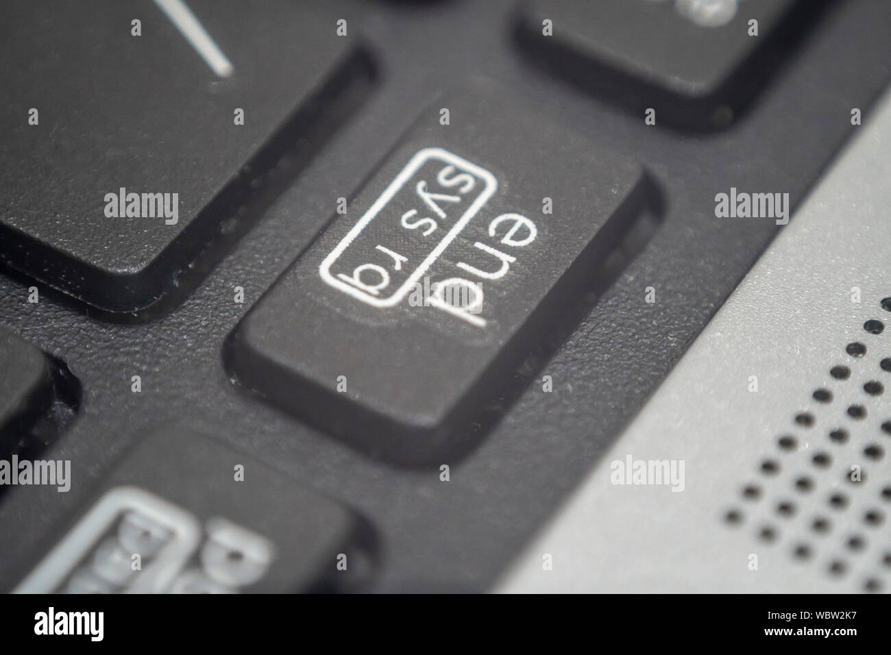 Macro extrême de la touche fin sur un clavier d'ordinateur portable Photo  Stock - Alamy