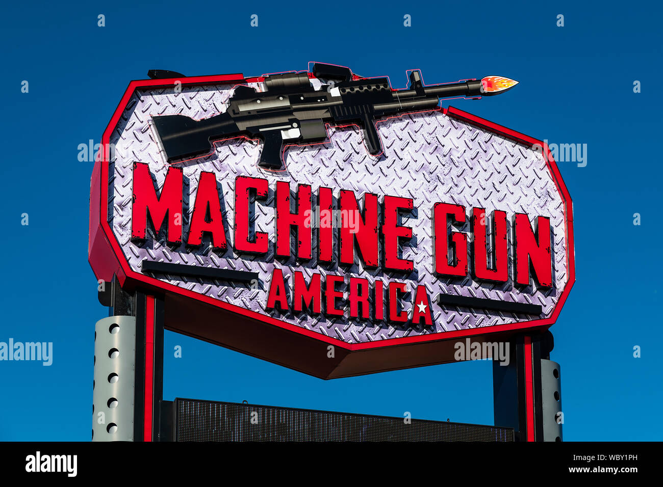 Machine Gun nord plage de prise de l'attraction, Kissimmee, Floride, USA. Banque D'Images