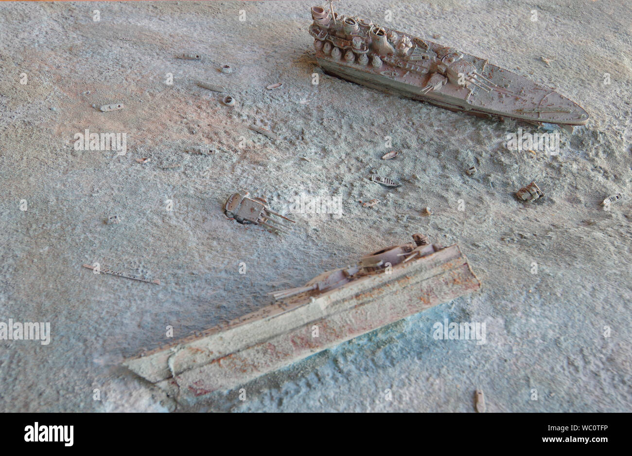 Porto Torres, en Sardaigne, Italie. Museo del mare (Musée de la mer). La reconstruction plastique de l'épave du cuirassé italien Rome sinked le 9 septembre. Banque D'Images