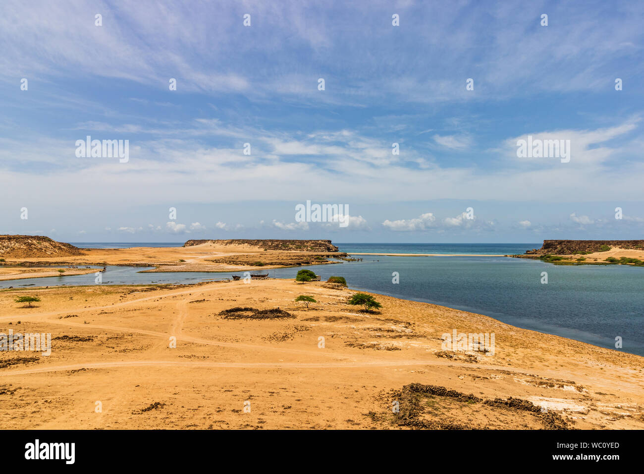 Château de Sumhuram, Salalah, Dhofar, Sultanat d'Oman. Vue panoramique sur le site archéologique et l'océan. Banque D'Images