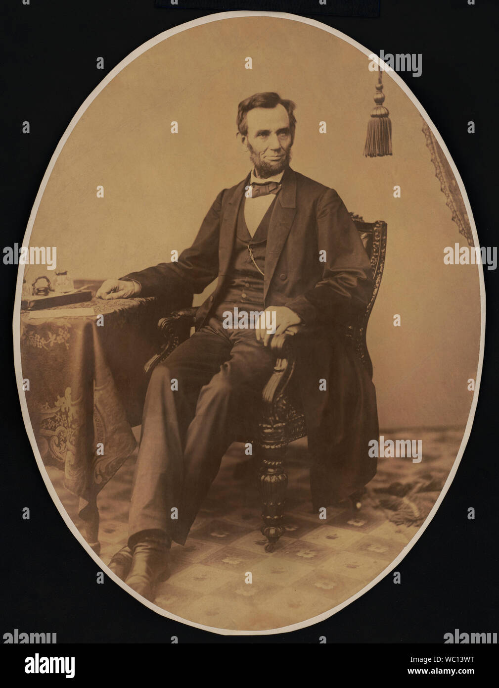 Le président américain Abraham Lincoln, un Portrait assis une semaine avant il a donné le discours de Gettysburg, photo de Alexander Gardner, le 8 novembre 1863 Banque D'Images