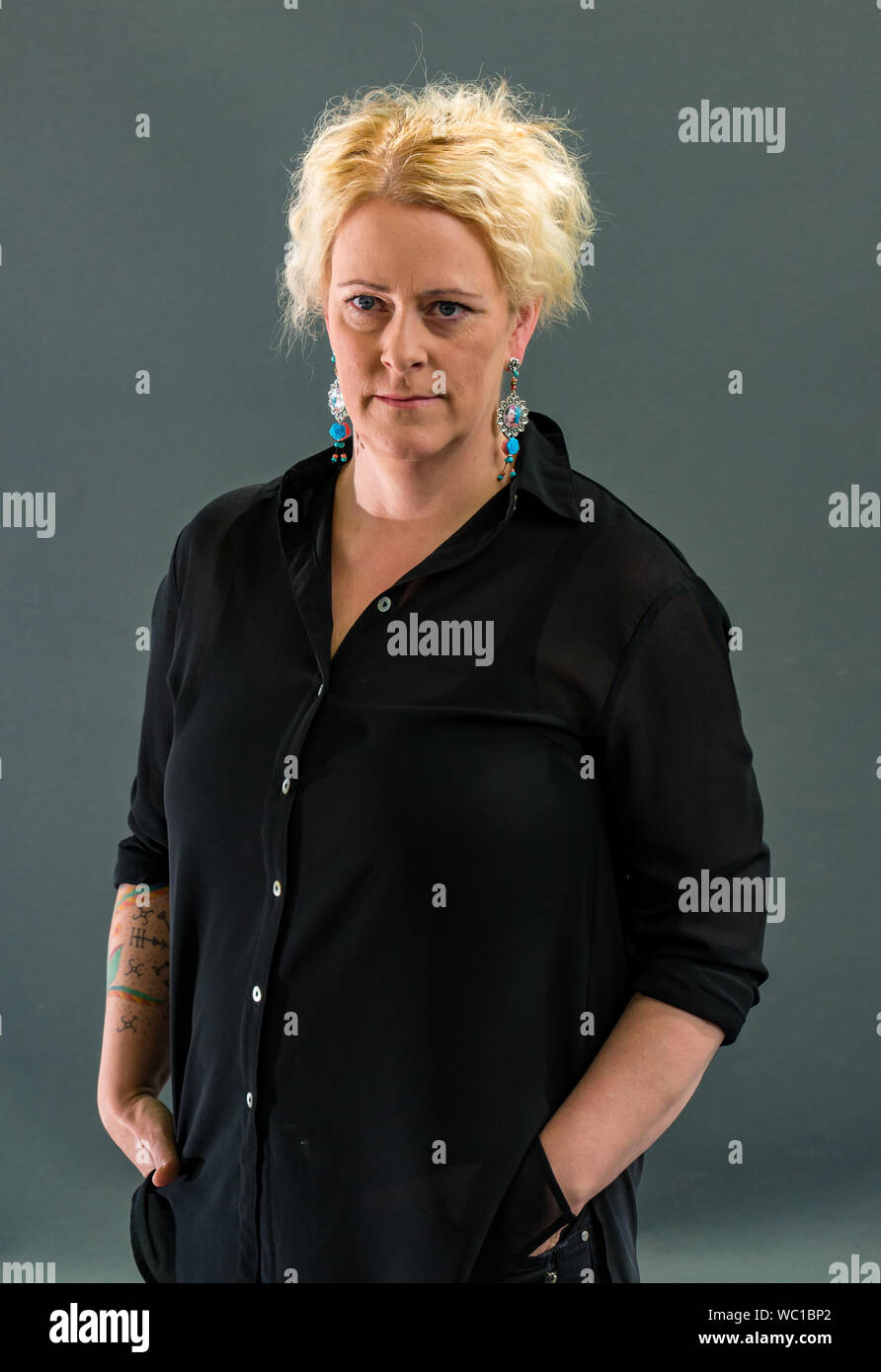 Edinburgh International Book Festival 2019, en Écosse, au Royaume-Uni. Lilja, Sigurdaróttir auteur islandais, parle de son piège, Trilogie Noir Reykjavik Banque D'Images