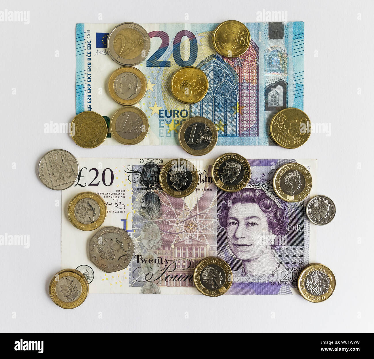 Euro et monnaie britannique Banque D'Images