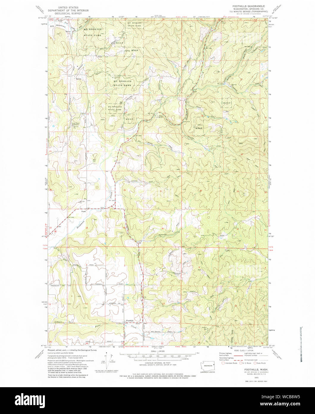 L'État de Washington, de l'USGS Topo Map WA Contreforts 241146197324000 Restauration Banque D'Images