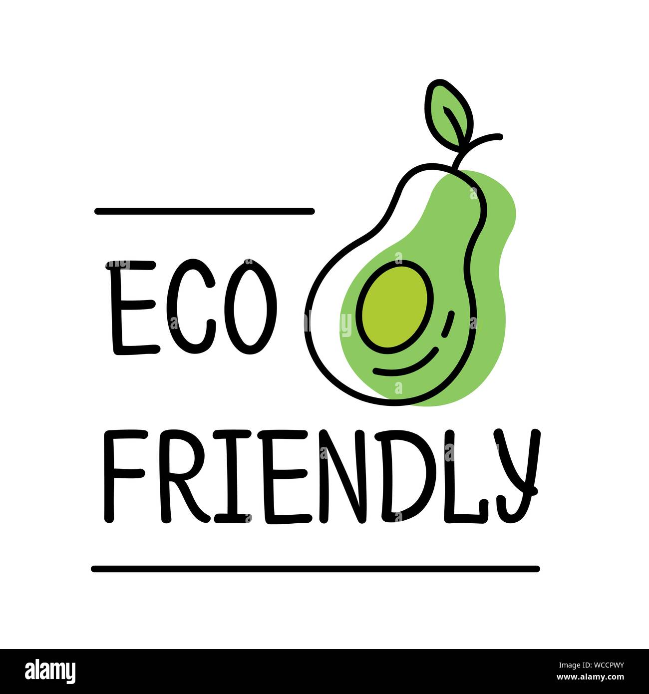 Eco friendly étiquette logo en ligne avec le style du texte, de l'avocat vert modèle de conception pour l'emballage, l'illustration vectorielle. Illustration de Vecteur Eco friendly étiquette logo en ligne avec le style du texte, de l'avocat vert modèle de conception pour l'emballage, l'illustration vectorielle. Illustration de Vecteur