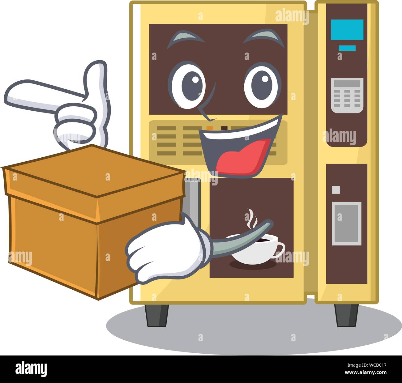 Avec distributeur automatique de café fort avec la forme de dessin animé Illustration de Vecteur