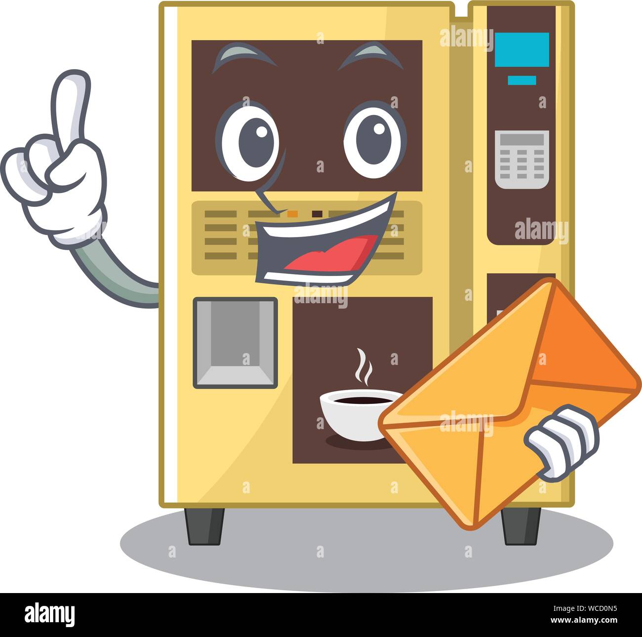 Enveloppe avec distributeur automatique de café avec la forme de dessin animé Illustration de Vecteur
