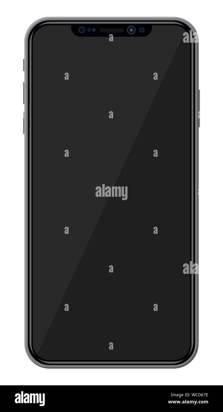 Smartphone nouvelle génération avec technologie d'affichage sans cadre. Écran noir vide. Dispositif électronique de téléphone avec écran tactile. Vector illustration style de télévision Illustration de Vecteur