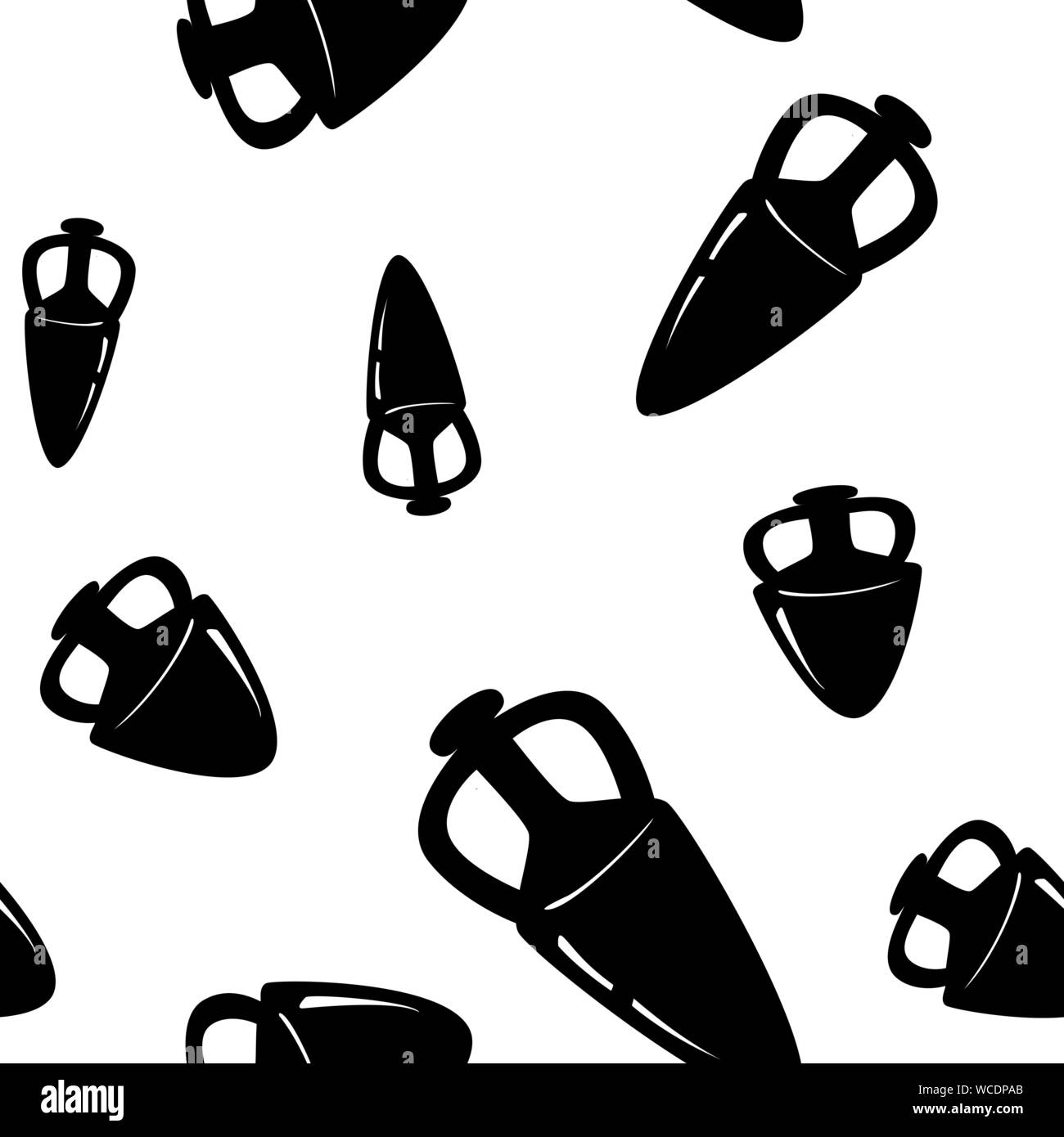 Profil de transparent vintage amphora vases. Arrière-plan mothives grec, vector illustration. Silhouettes noires sur fond blanc. Illustration de Vecteur