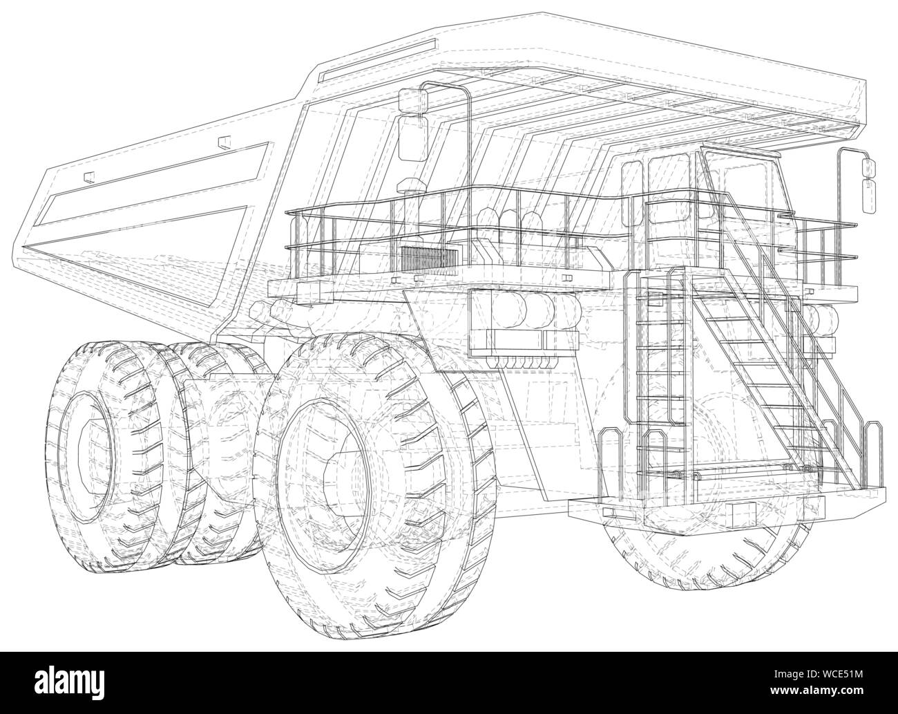 Gros camion minier. Format EPS10. Style fil de fer. Vecteur créé de 3d. Illustration de Vecteur