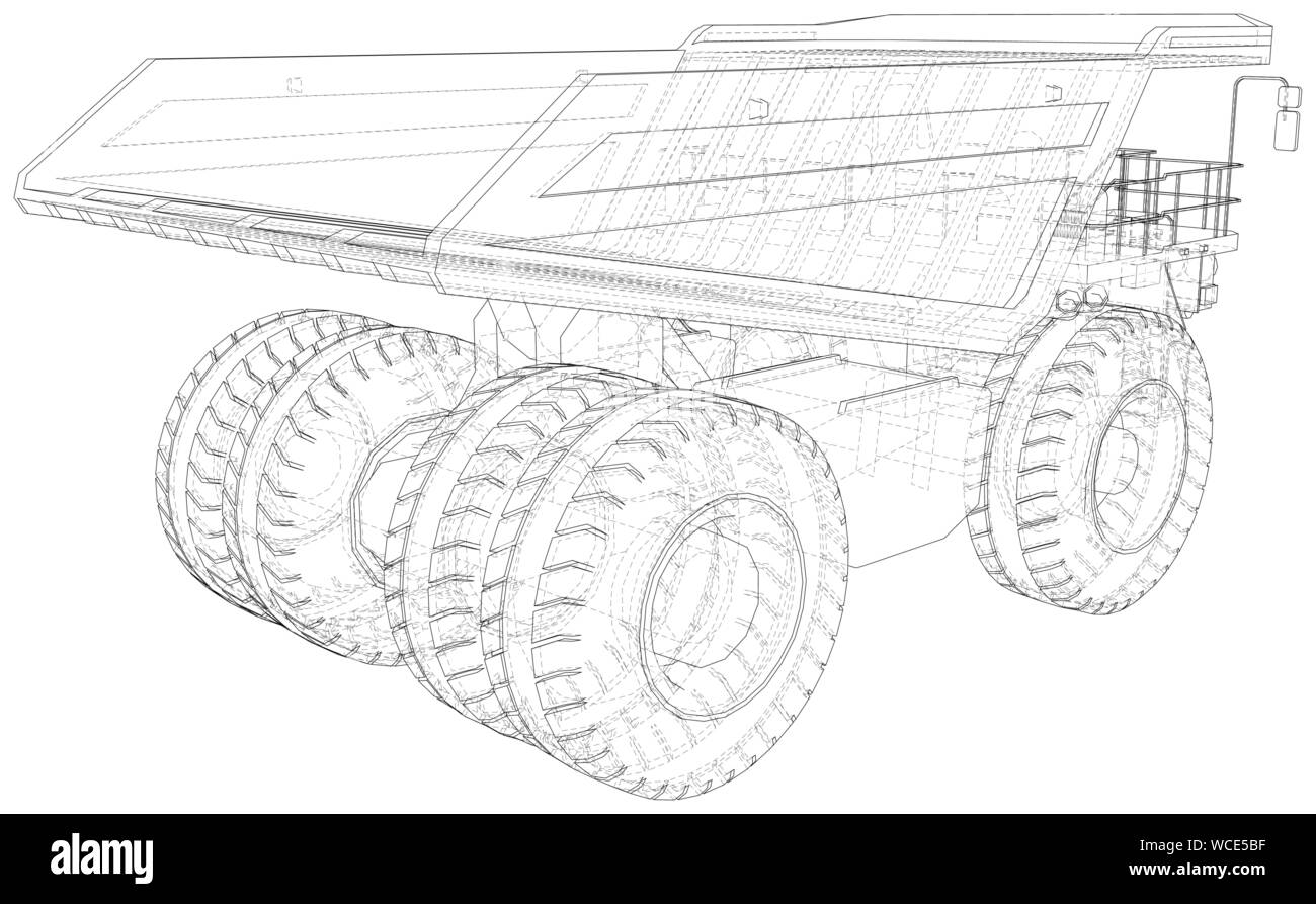 Gros camion minier. Format EPS10. Style fil de fer. Vecteur créé de 3d. Illustration de Vecteur