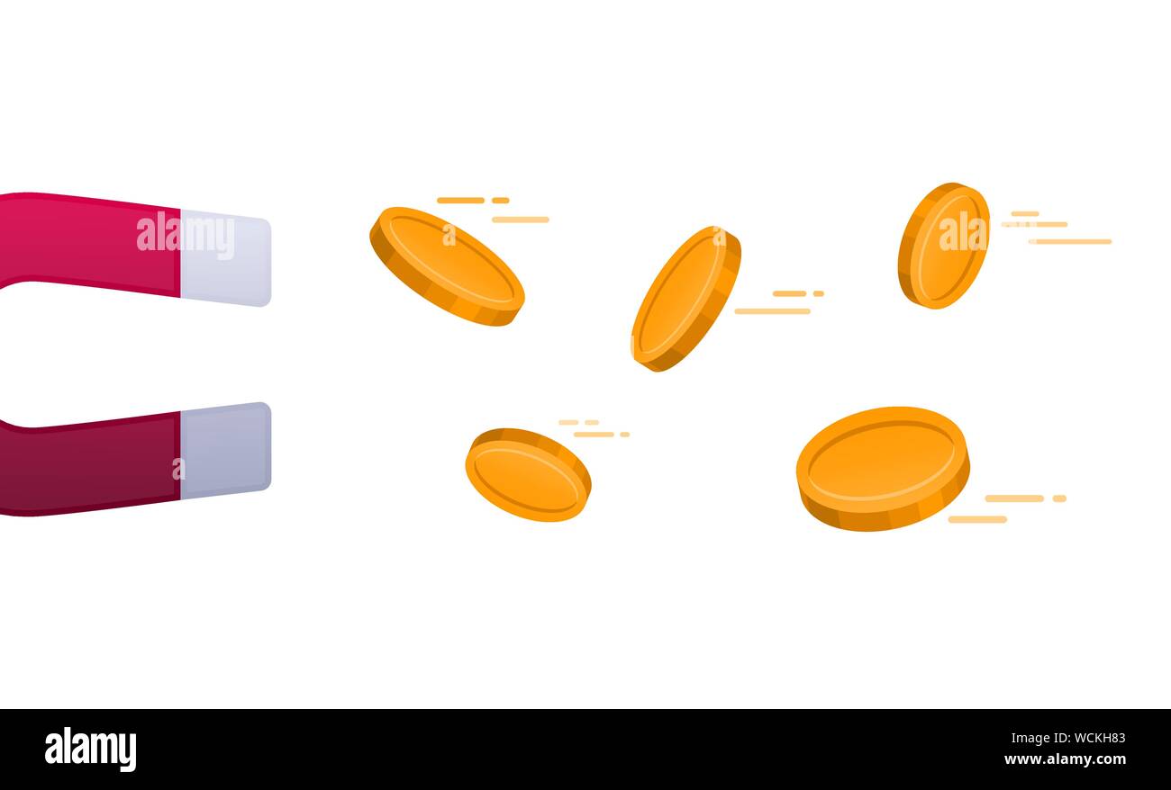 Aimant qui attire des pièces. Concept illustration vectorielle. Illustration de Vecteur