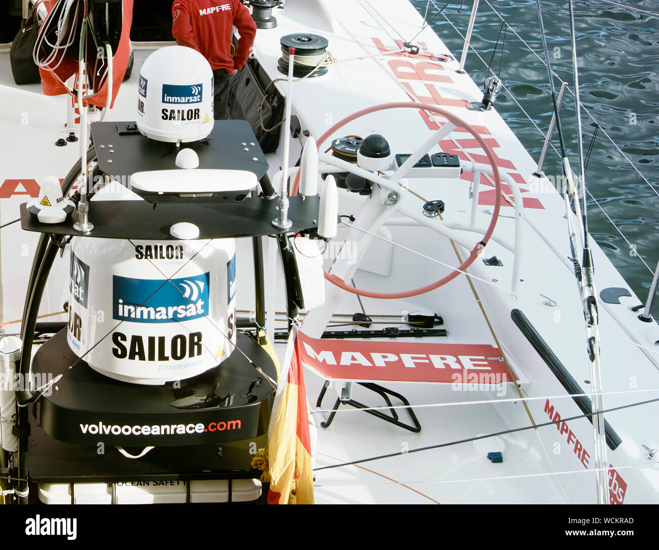 Le bateau espagnol Mapfre à Cape Town, Afrique du Sud. 15 novembre 2014 - Cape Town, Afrique du Sud, Abu Dhabi Ocean Racing Banque D'Images