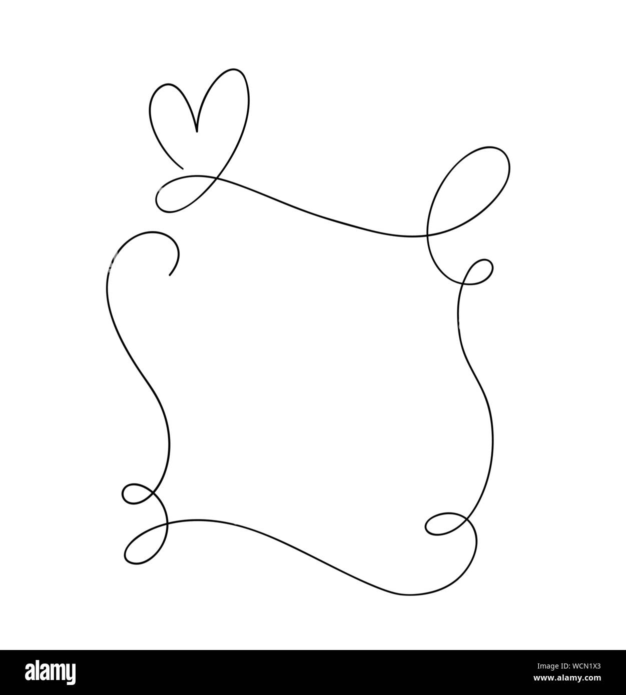 Vintage frame épanouir calligraphique swirl avec coeur, vecteur de conception de produit unique ornement avec place pour le texte. L'illustration de livre, carte de souhaits Illustration de Vecteur