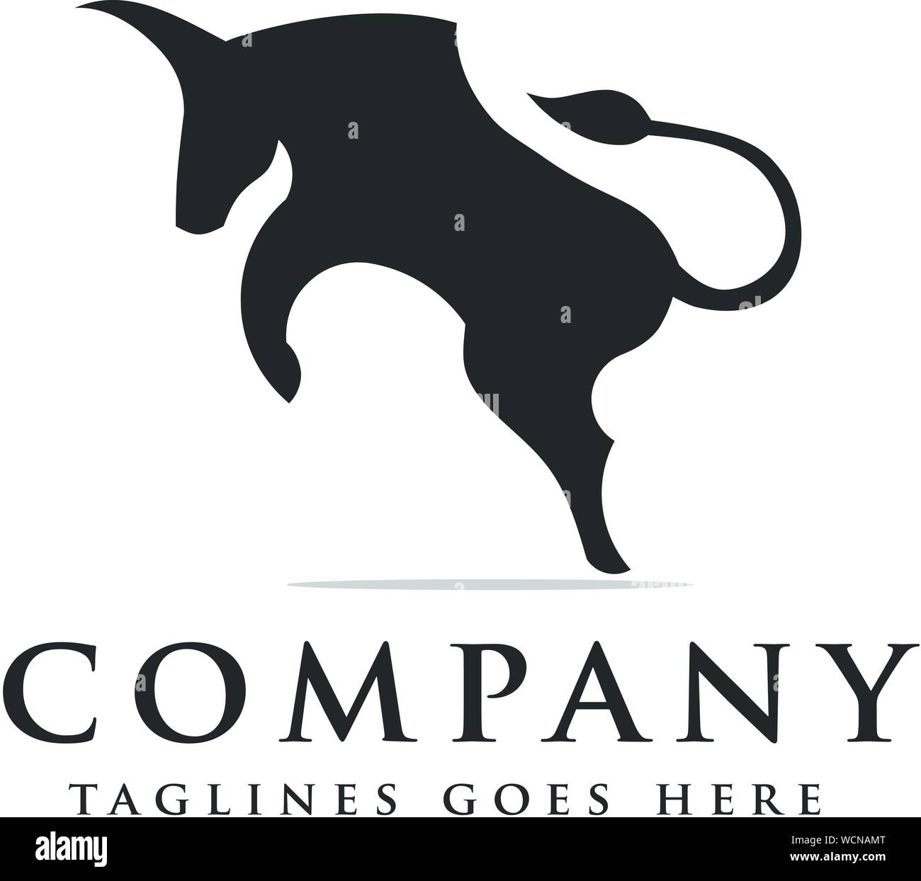 Bull Bull jump ou en colère et fort simple logo vector concept Illustration de Vecteur
