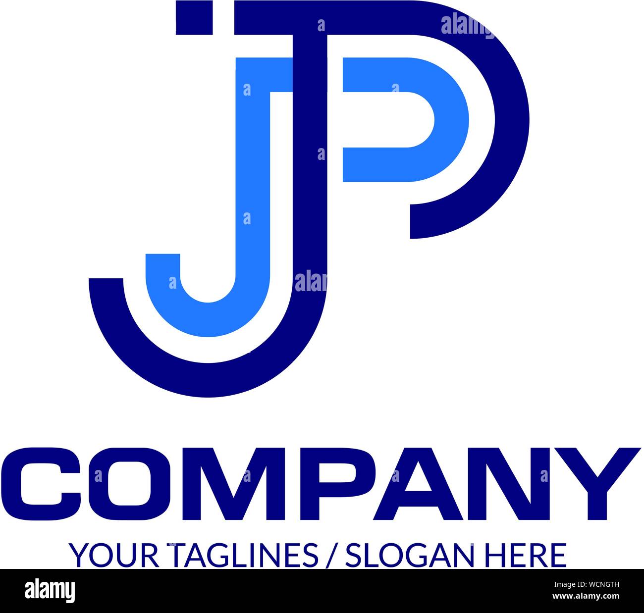 Lettre initiale de création des éléments de conception logo linéaire JP Illustration de Vecteur