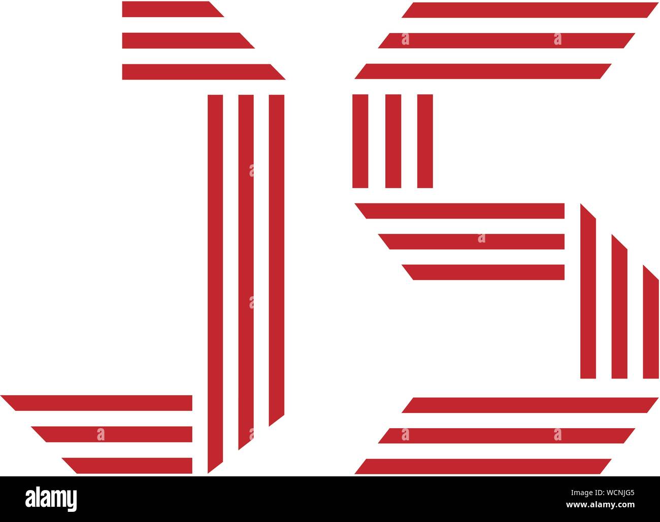 Capital créatif lettre j et s avec trois bandes concept logo géométrique Illustration de Vecteur