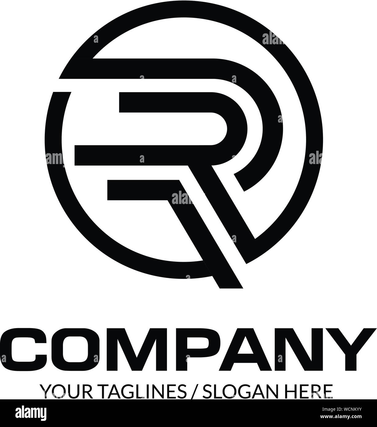 Résumé unique lettre R télévision logo cercle icône signe linéaire. vecteur conception logo abstrait cercle lettre R Illustration de Vecteur