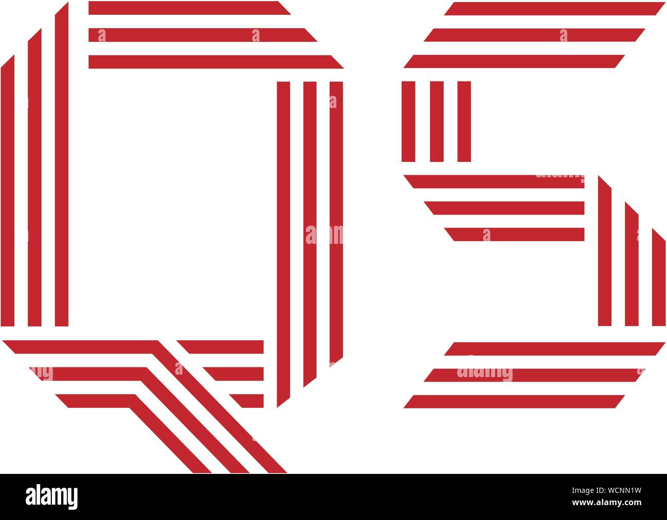 Capital créatif lettre q et s avec trois bandes concept logo géométrique Illustration de Vecteur