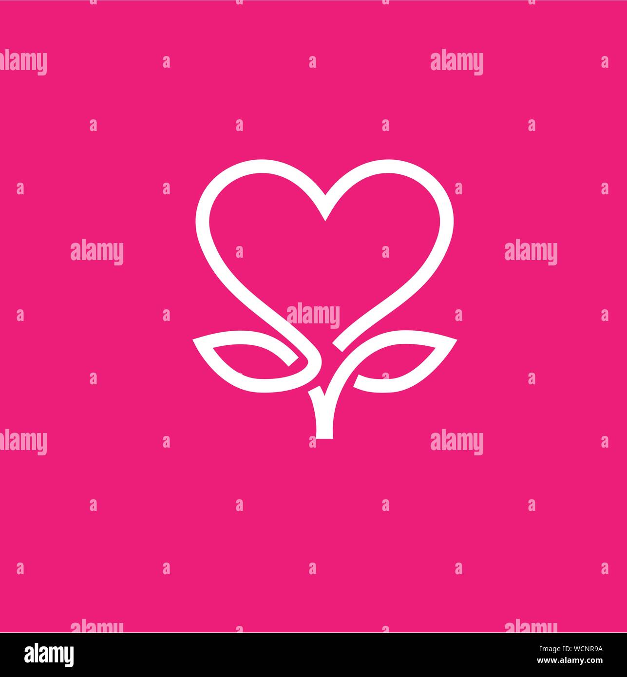 Cœur créatif ou l'amour fait à partir de feuilles vert logo Vector Illustration de Vecteur