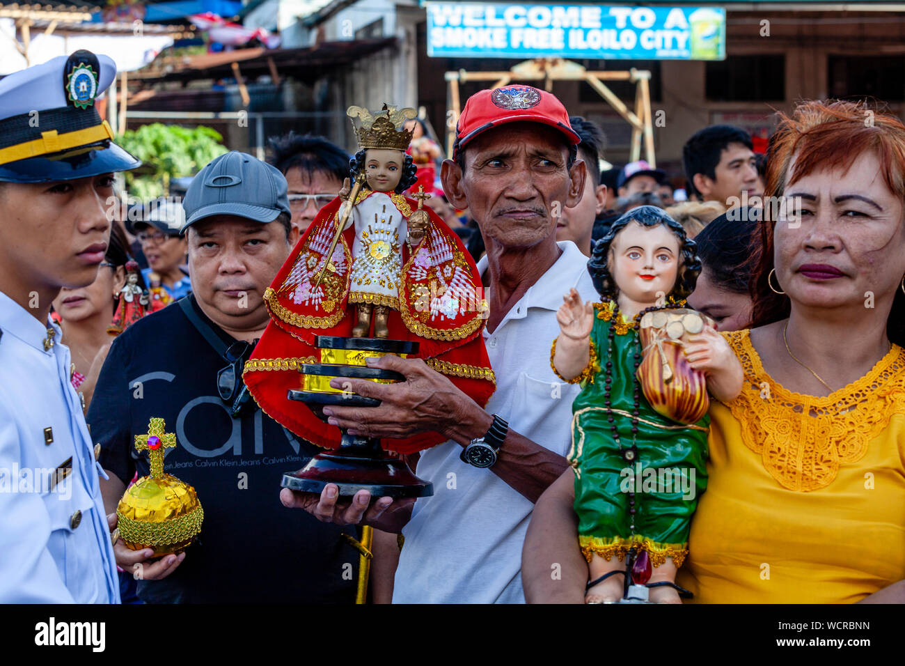 La Procession fluviale Dinagyang, Festival, la Ville d'Iloilo, aux Philippines, l'île de Panay. Banque D'Images