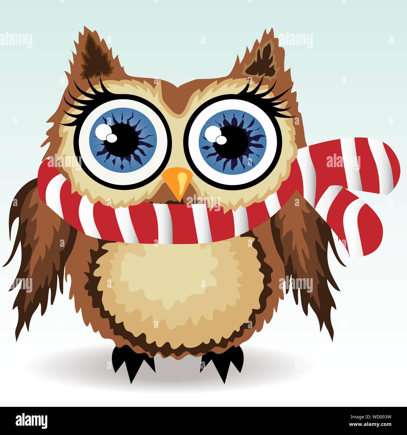 Un peu cute owl dans une écharpe rouge et blanche, un hibou d'hiver, l'abri  du froid Image Vectorielle Stock - Alamy