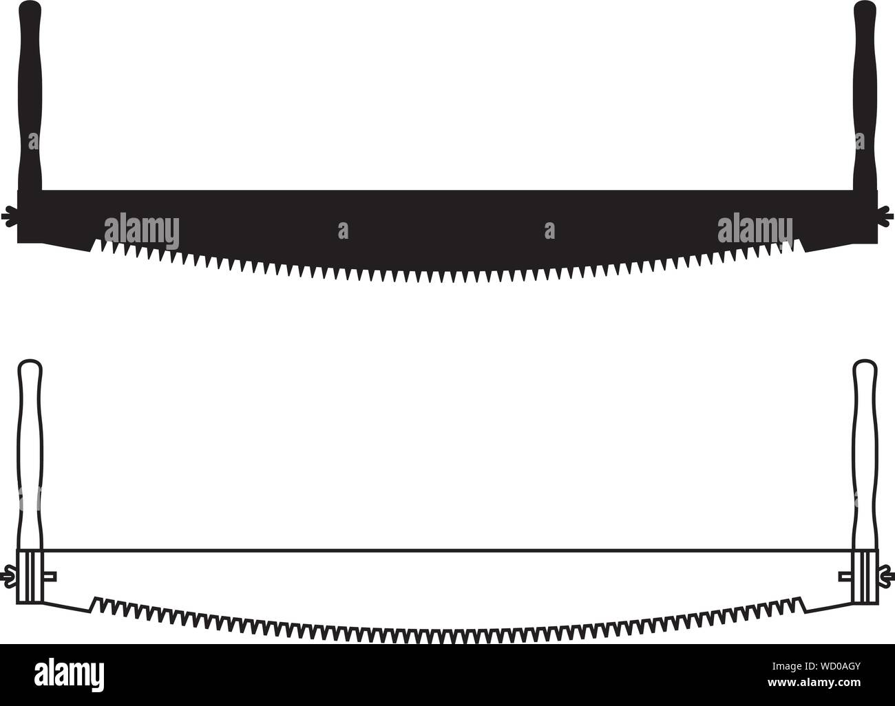 Deux hommes ont vu. Outils de travail du bois. Vector illustration Illustration de Vecteur
