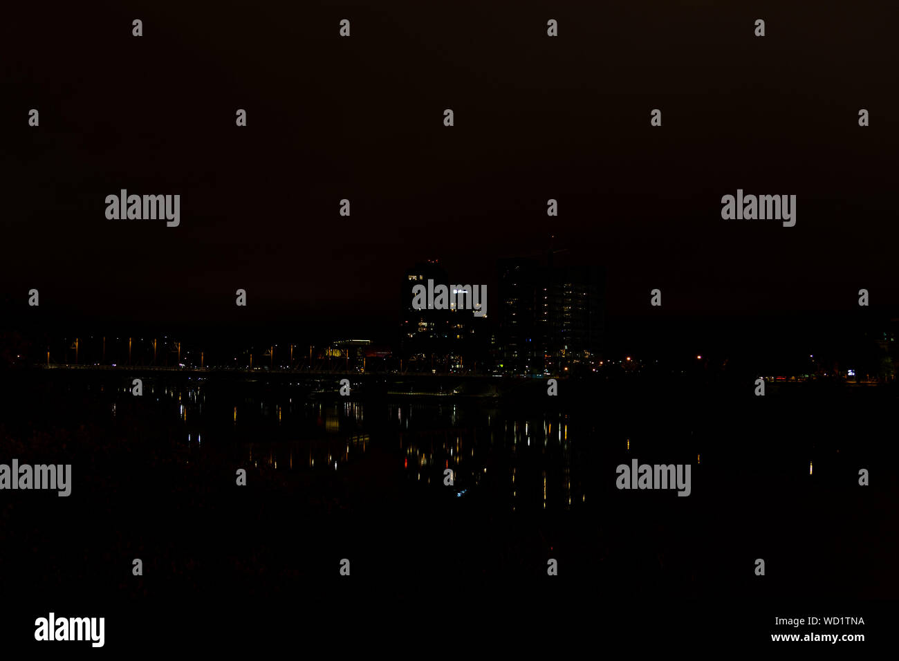 Cityscape at night, à Saskatoon, Saskatchewan, Canada Banque D'Images