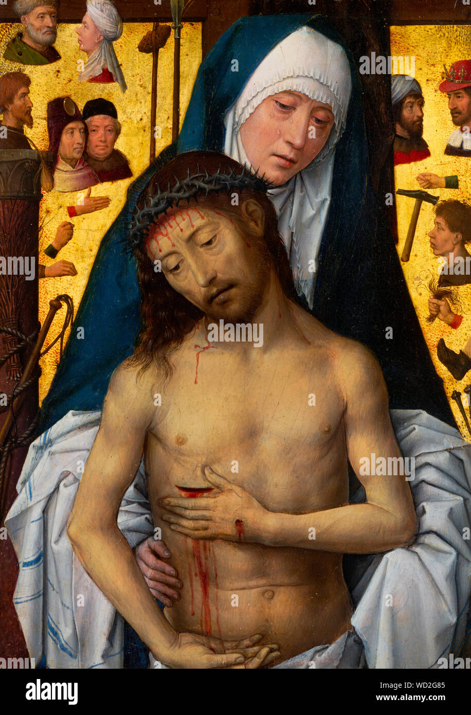 L'homme des douleurs dans les bras de la Vierge - Hans Memling, vers 1475 Banque D'Images