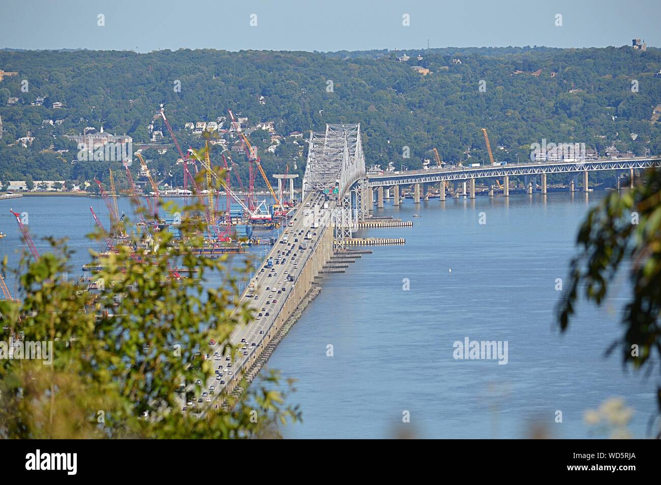 High Angle View of pont Tappan Zee sur Hudson River Banque D'Images