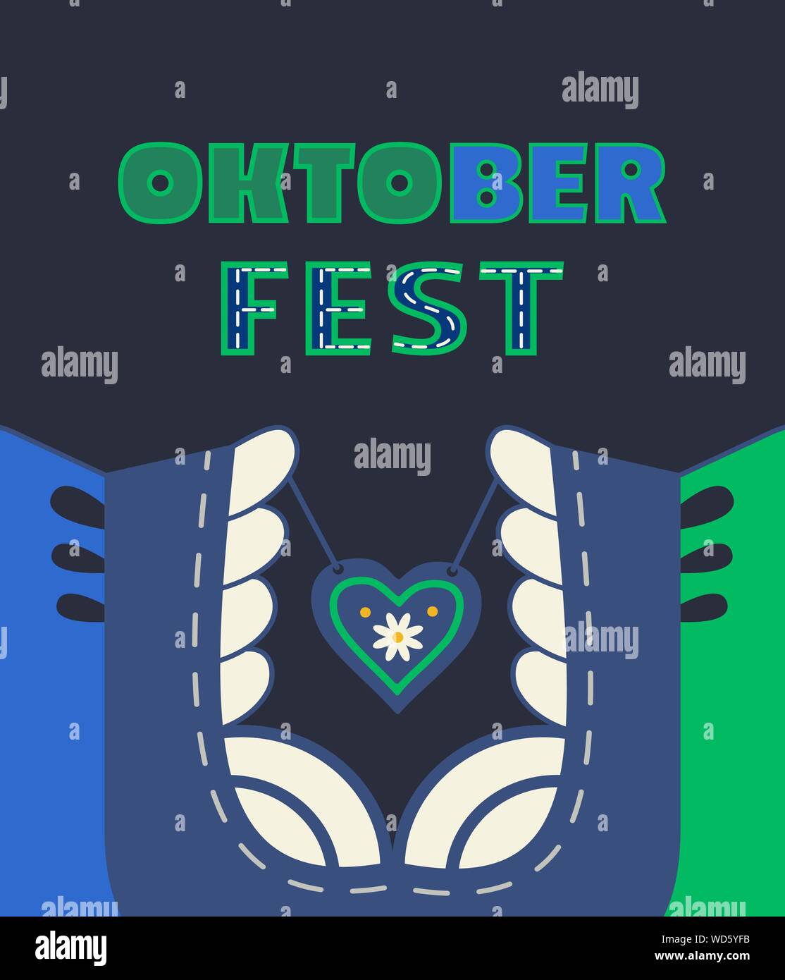 Oktoberfest dirndl, affiche vectorielle simple couleur plate Illustration de Vecteur