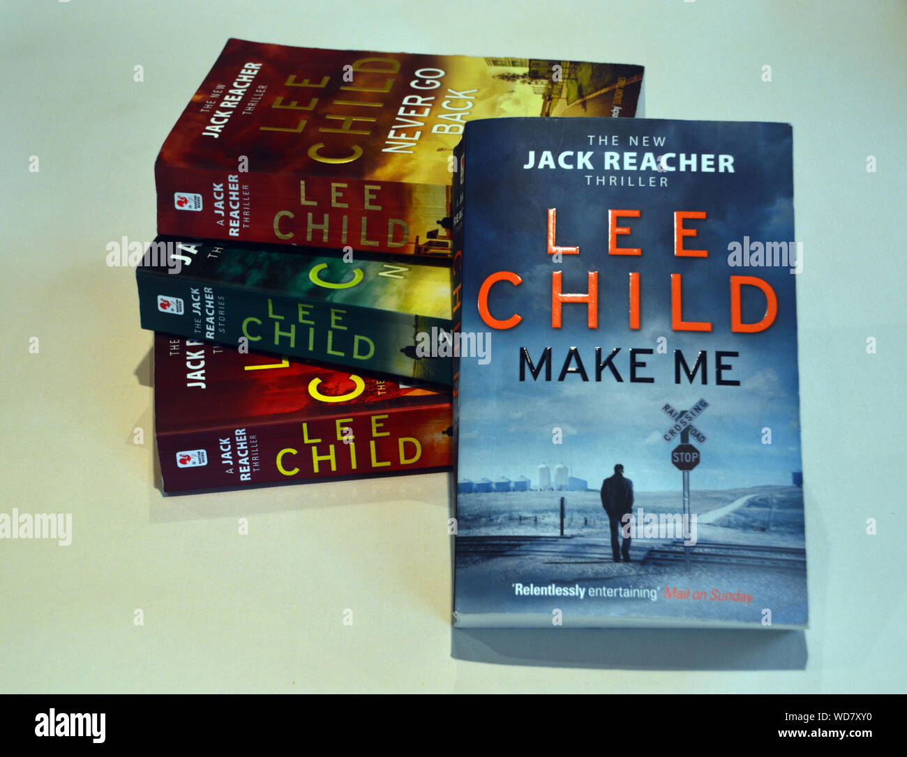 Quatre livres de seconde main Jack Reacher par Thriller Writer Lee enfant. Banque D'Images