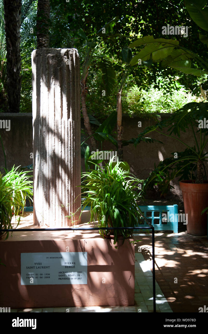 Yves Saint Laurent et Pierre Berge Monument au Jardin Majorelle à Marrakech, Maroc Banque D'Images