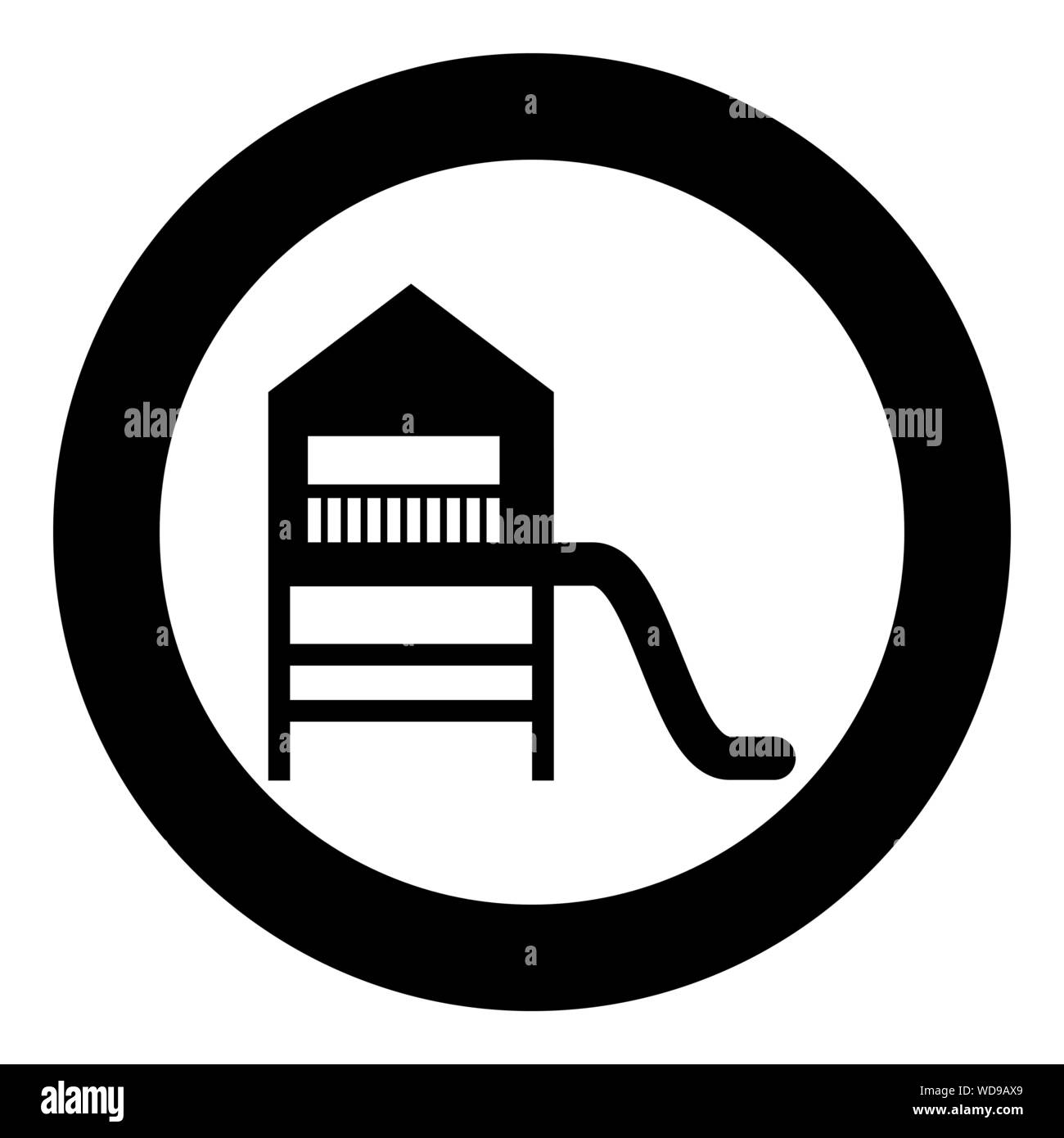Aire de jeux pour enfants glisser Faites glisser les enfants jeux pour enfants avec toboggan ville icône dans cercle couleur noir illustration vectorielle simple style plat Illustration de Vecteur