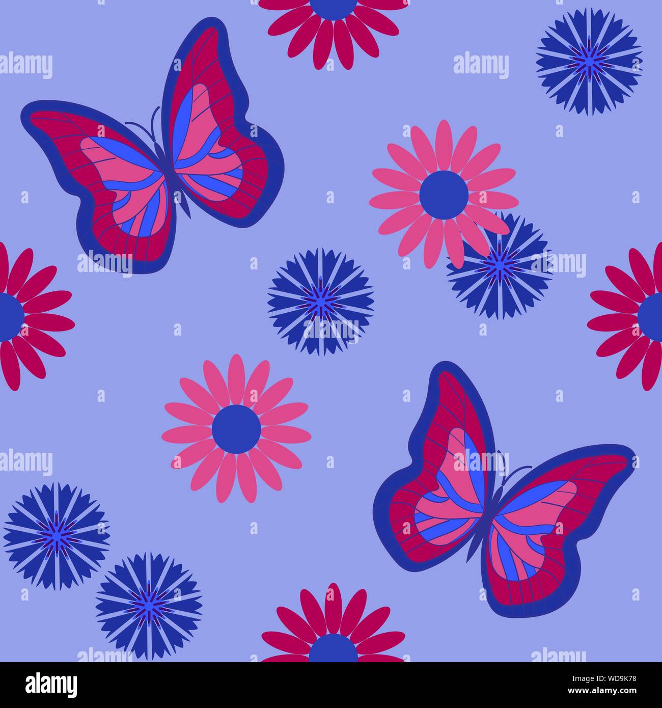 Modèle transparent avec papillons parmi les marguerites et barbeaux. Illustration vectorielle, eps10 Illustration de Vecteur