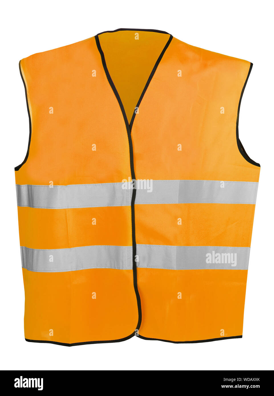 Gilet de sécurité haute visibilité orange isolé sur fond blanc Banque D'Images