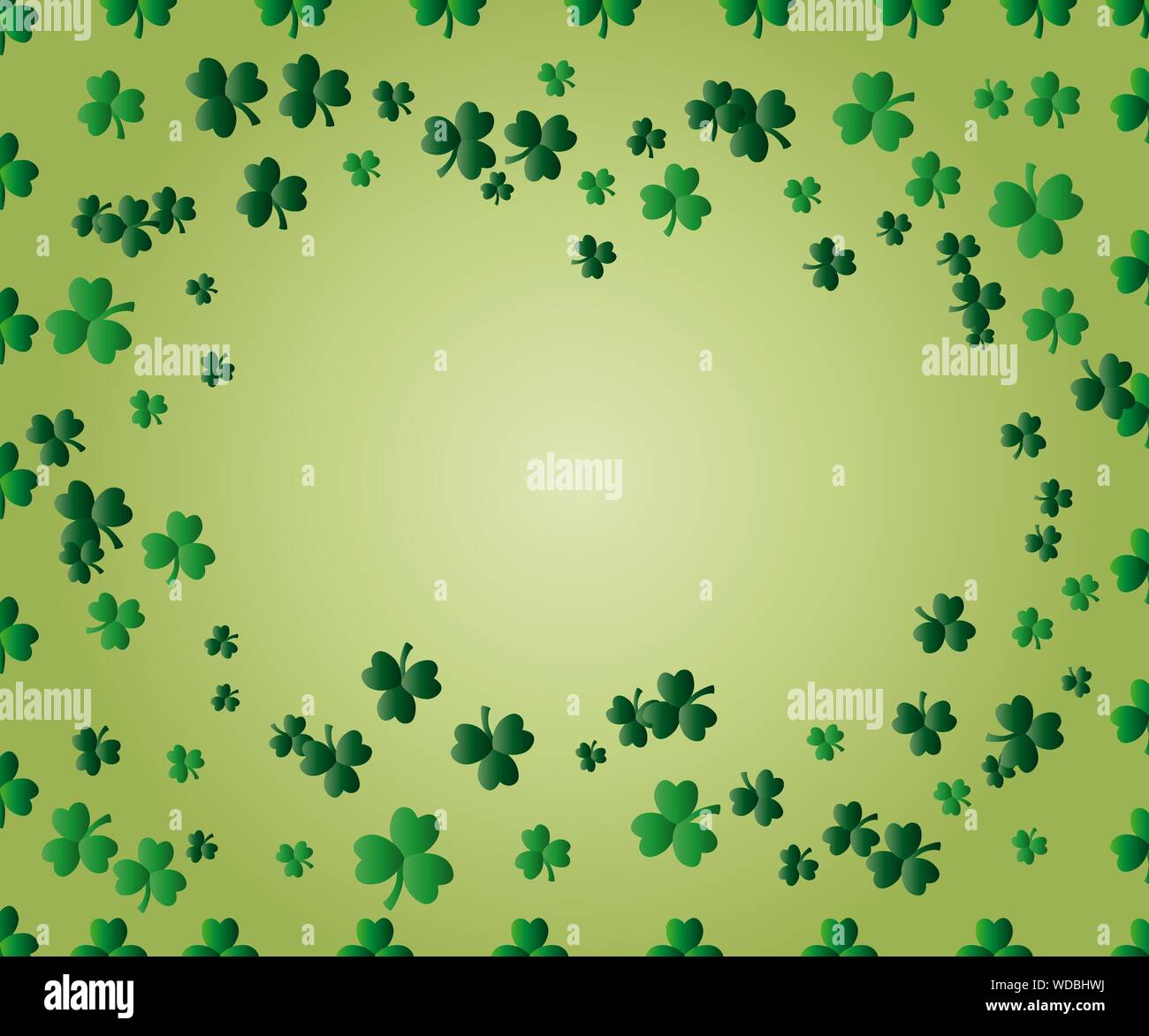 Carte de voeux de Saint Patrick avec des feuilles vertes du trèfle et de l'endroit Illustration de Vecteur