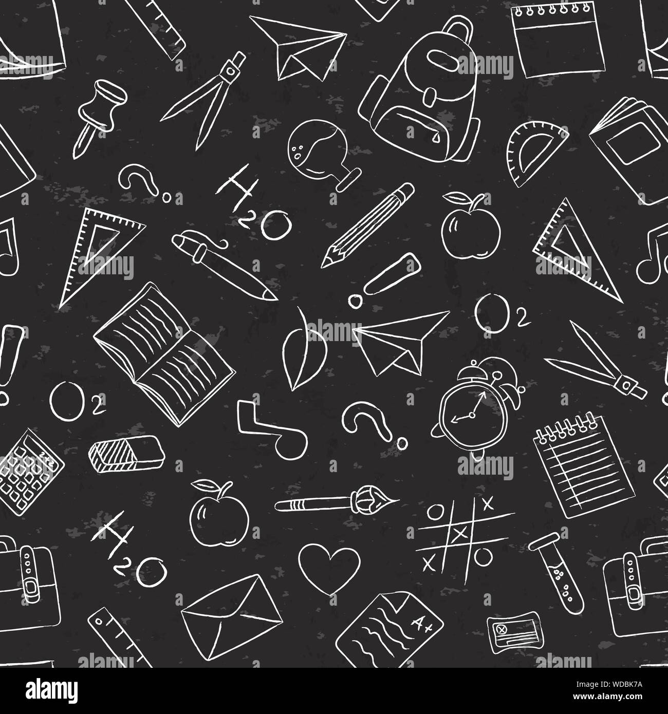 L'icône de l'école modèle sans illustration. Fun hand drawn doodles sur tableau noir craie pour l'éducation de base concept. Illustration de Vecteur