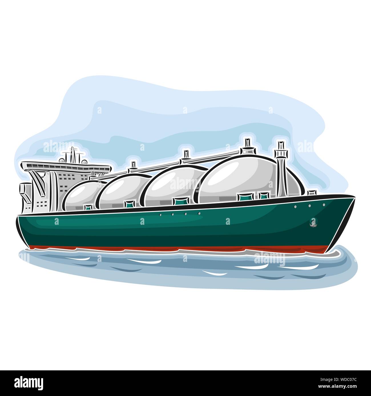 Abstract Vector illustration de logo pour méthanier sur fond bleu, vue de côté. Illustration de Vecteur