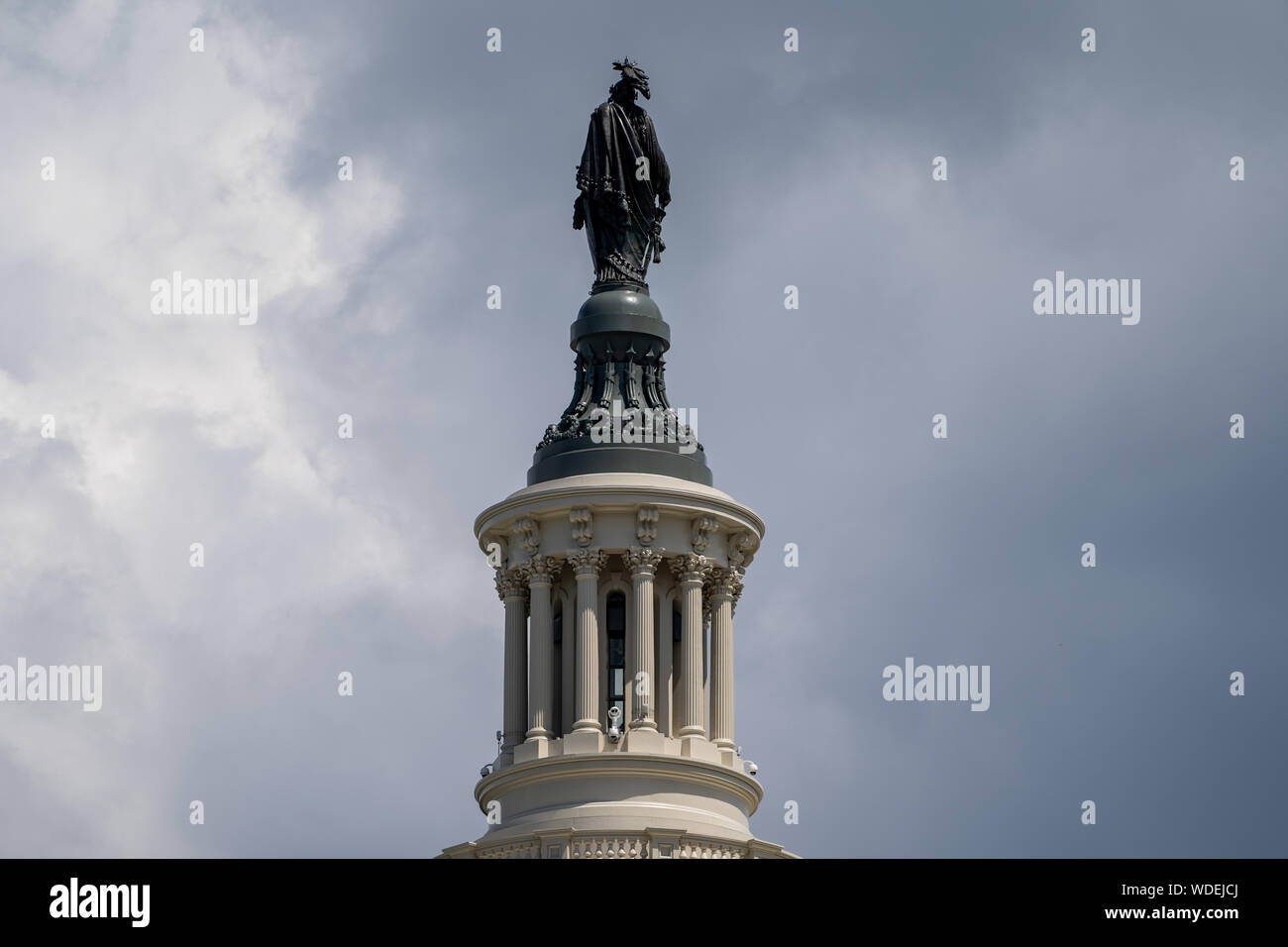 Washington, DC - 9 août 2019 : la Statue de la liberté au-dessus du Capitole Buliding Banque D'Images