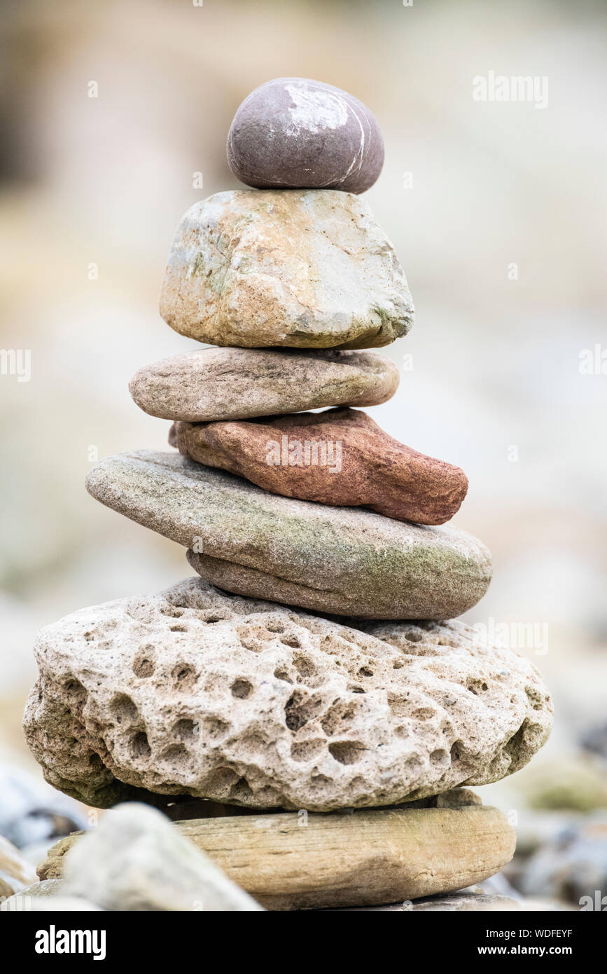 Les cheminées en pierre de l'île Sainte de Lindisfarne Banque D'Images