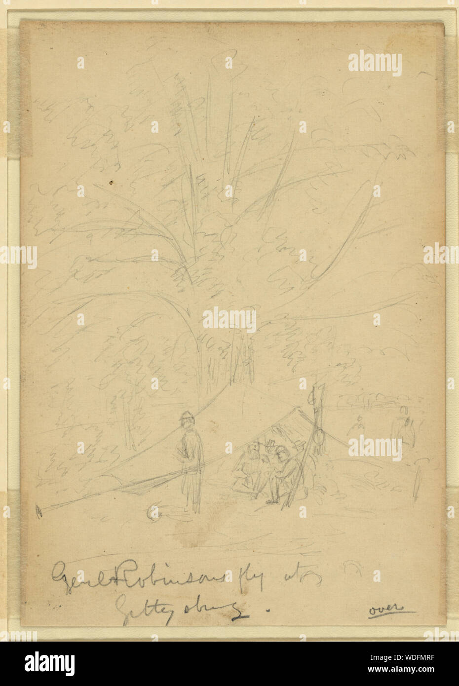 Général Robinsons fly at Gettysburg Abstract/moyenne : 1 dessin sur papier crème : crayon 13,8 x 9,7 cm. (Feuille). Banque D'Images