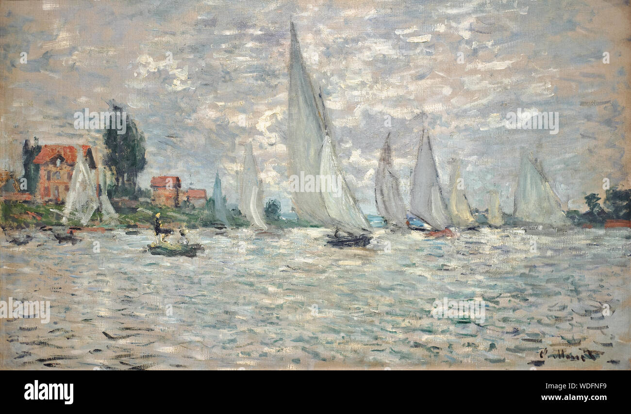 'Les bateaux. Régates à Argenteuil" Peinture de Claude Monet ( musée d'Orsay, France) Banque D'Images