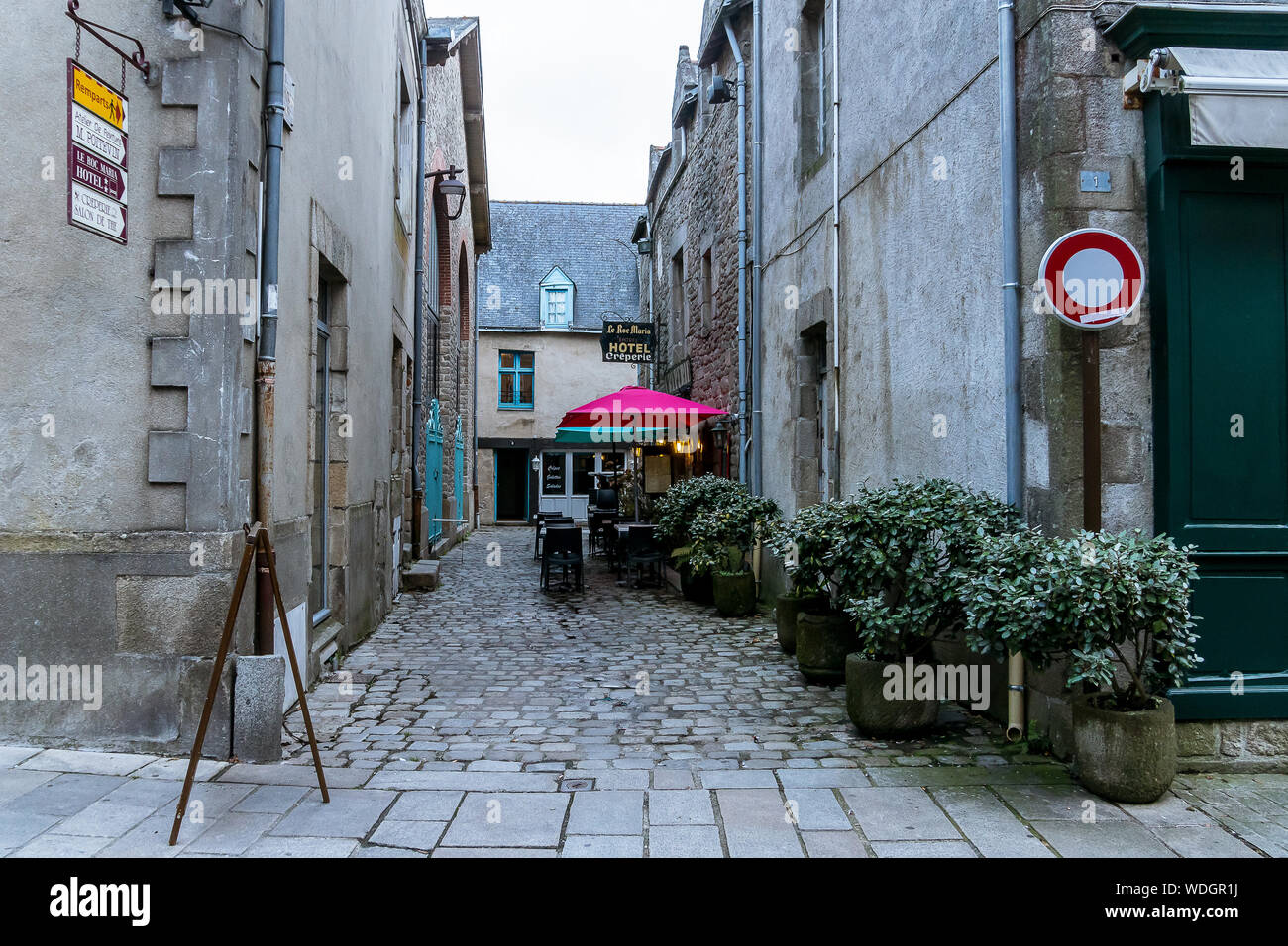 Belles rues pavées de la ville de Guérande en Bretagne Banque D'Images