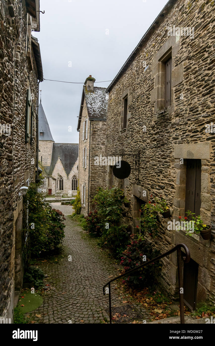 Rue de Rochefort-en-Terre, département du Morbihan dans la région Bretagne. France Banque D'Images