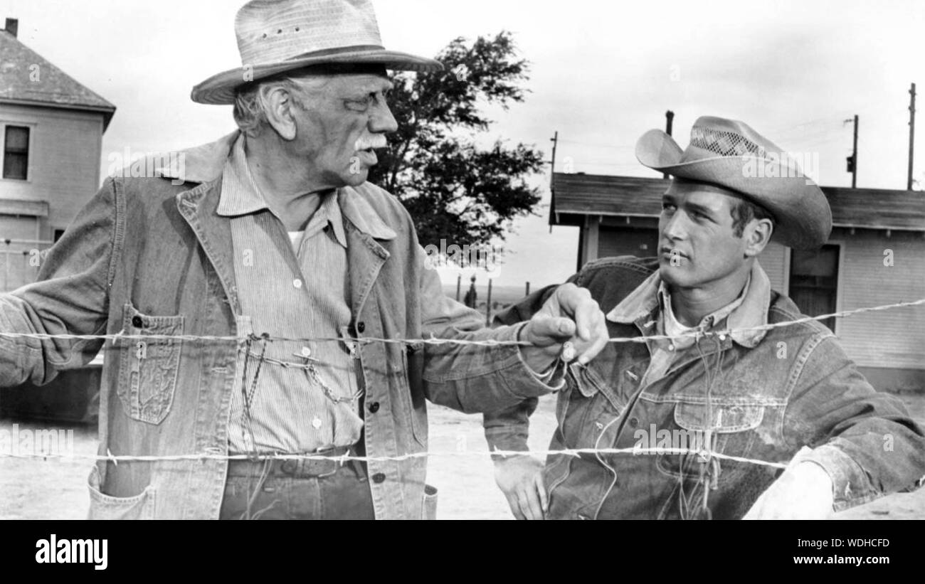 1963 Paramount Pictutres HUD film avec Paul Newman à gauche et Melvyn Douglas Banque D'Images