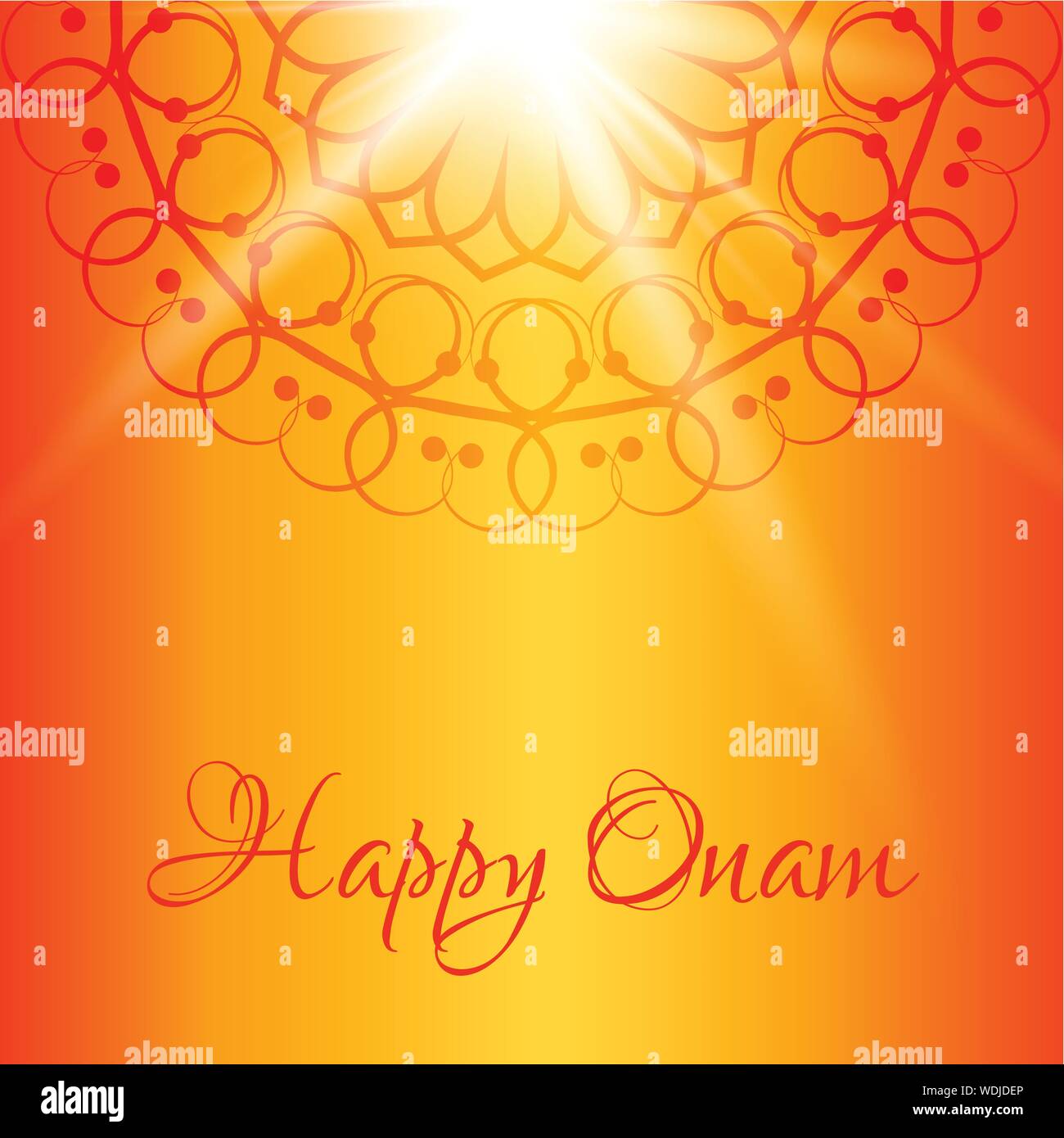 Heureux Onam vector carte de souhaits avec fond orange Illustration de Vecteur