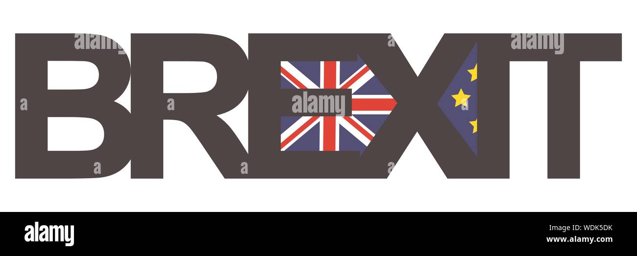 BREXIT avec flèches opposées de l'UK et drapeaux de l'UE Illustration de Vecteur
