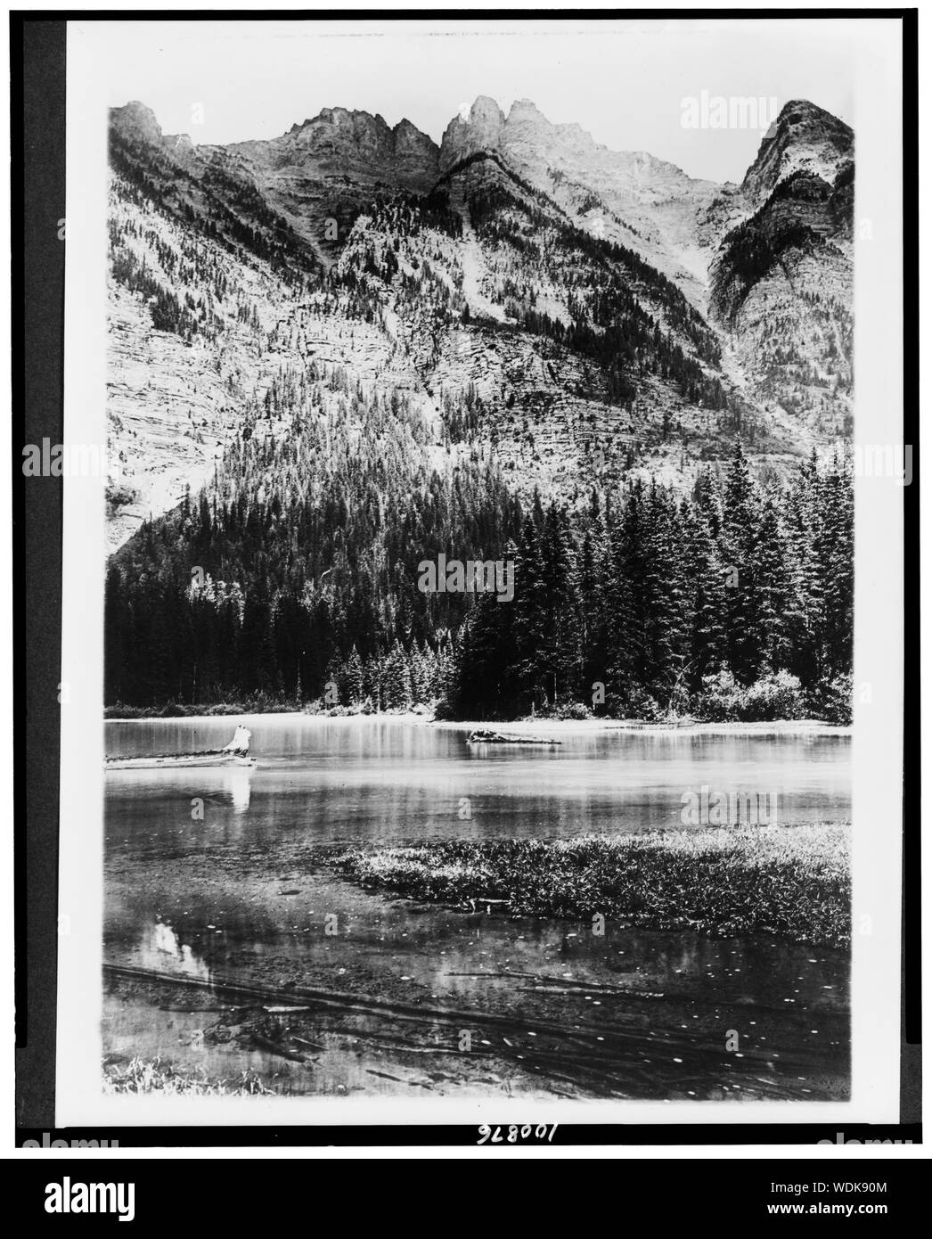 Le Glacier National Park, Montana. Falaises sur côte nord-est de l'Avalanche Lake, East End Mountain Abstract/moyenne : 1 tirage photographique. Banque D'Images